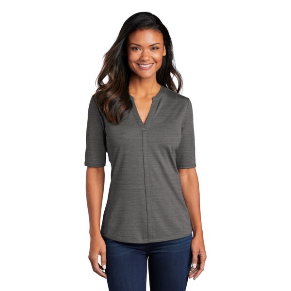 Ladies Stretch Heather Open Neck Top Thumbnail