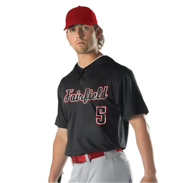 Youth Two Button Mesh Baseball Jersey With Piping Thumbnail